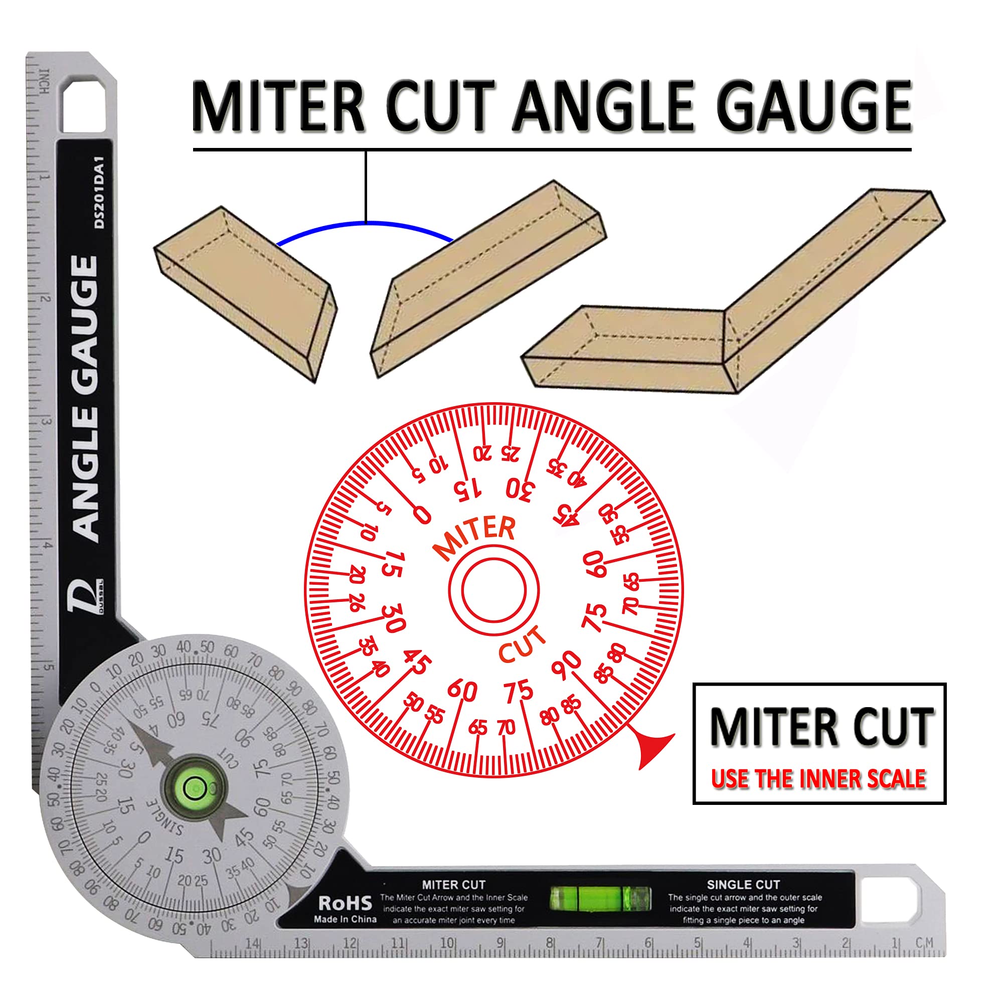 Buy Plastic Miter Saw Protractor 6IN Angle Finder for Baseboard