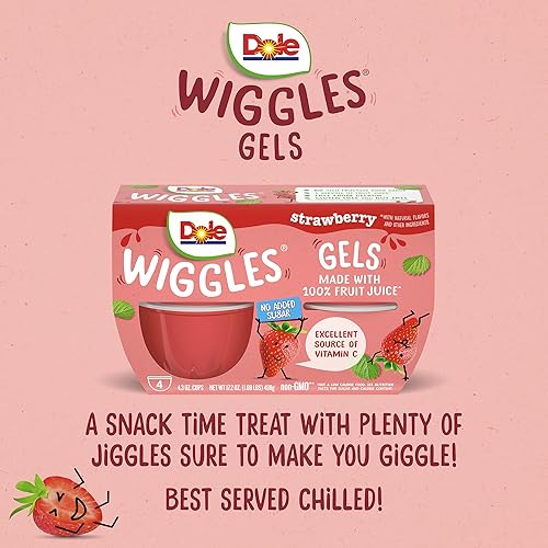 Miniatura 11 de Dole Wiggles - Bocadillos de gel de jugo de fruta de cereza sin azúcar añadido, 4.3 onzas, 24 tazas en total, sin gluten y lácteos, aperitivos a