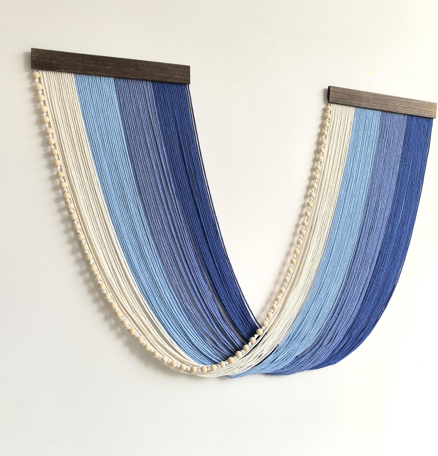 guzhiou Large Macrame Wall Hanging, Boho Wall Tapestry Decor, Fiber Wall Art Background Decor for Living Room Bedroom - Modern Craftsmanship Headboard (Blue)