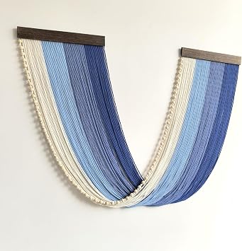 guzhiou Large Macrame Wall Hanging, Boho Wall Tapestry Decor, Fiber Wall Art Background Decor for Living Room Bedroom - Modern Craftsmanship Headboard Blue