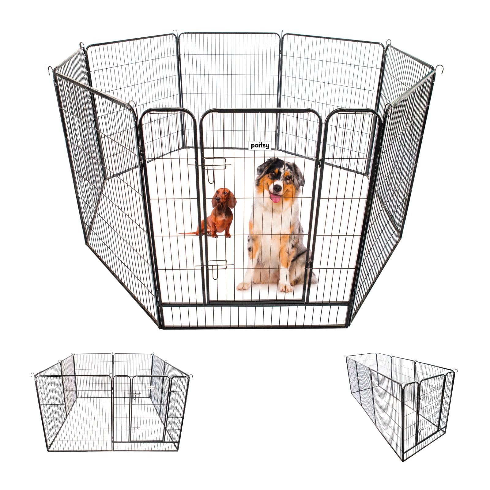 Parc Enclos pour Chien Chiot et Lapin GARDEO100x120x8, 8 Panneaux 100x120cm, 4M2, modulable, intérieur et extérieur, Pliable, Garantie 5 Ans