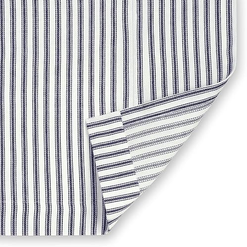 Miniatura 4 de Cackleberry Home Cortina de ducha de algodón tejido a rayas azul marino y blanco, extra larga, 72 pulgadas de ancho x 84 pulgadas de largo