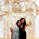 Party Propz Golden and White Birthday Decoration Kit - 59 Pcs,1st Birthday Decorations Kit,Butterfly Birthday Theme Decoration, Banner, Fringe Curtains, Star Foil Balloon, 3D Butterfly Accent gallery image