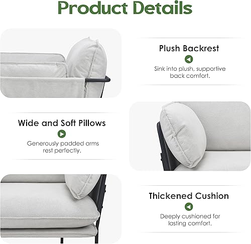 Miniatura 4 de Silla decorativa moderna para sala de estar, silla de lectura de gran tamaño con patas de metal sólido, sillón tapizado de tela con bolsillos