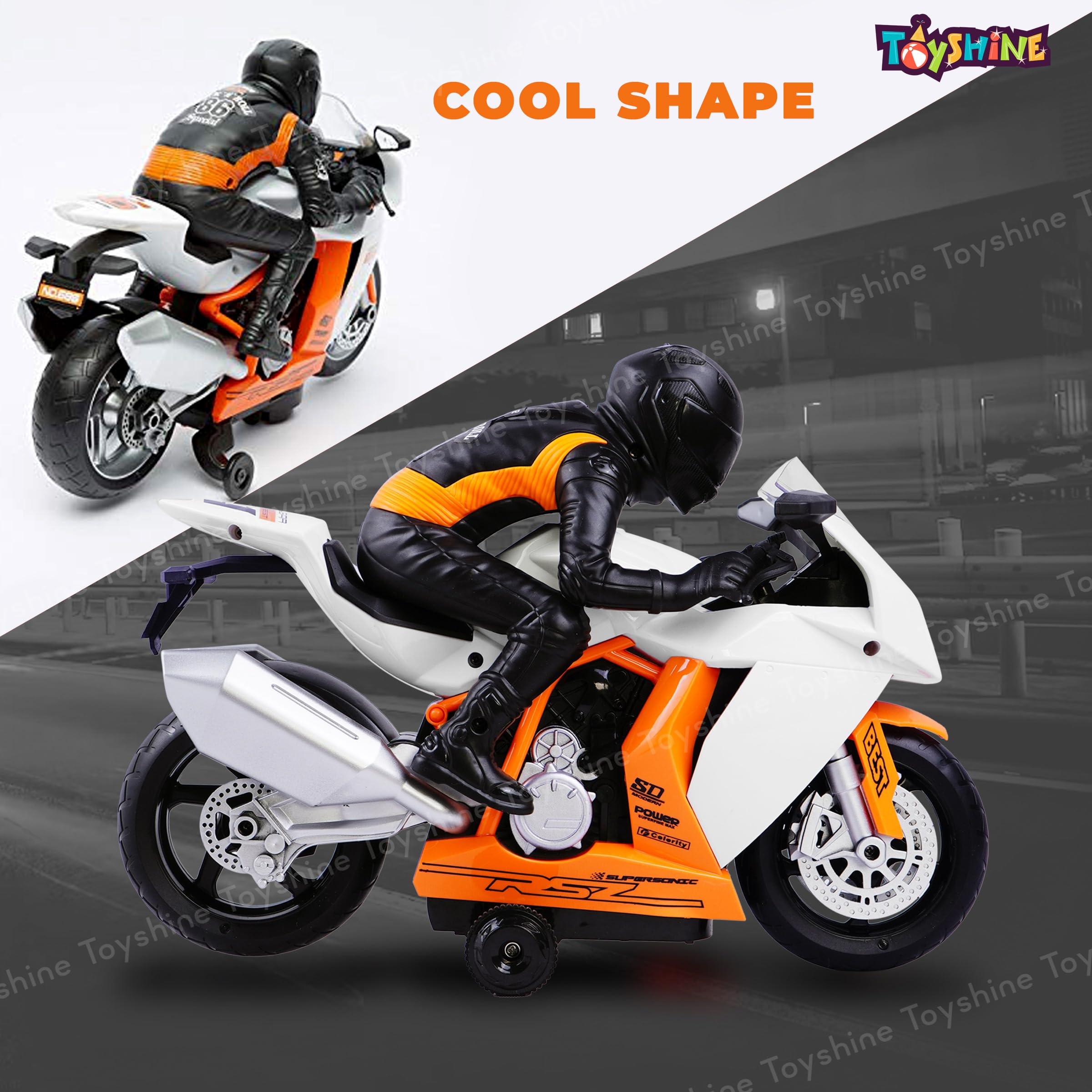 Toyshine Remote Control R1 Motorbike Toy with Light and Sound, 360 Degree Rotation, Multicolor - Image 2 thumbnail