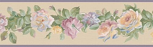 Miniatura 5 de Dundee Deco DDAZBD9292 - Papel tapiz autoadhesivo para despegar y pegar, flores amarillas moradas, verdes, amarillas, en vides, diseño retro, 15 x 7