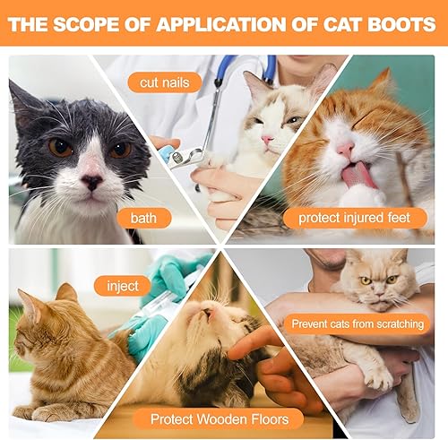 Miniatura 2 de Fundas para patas de gato antiarañazos, protectores de pies de malla, ajustables, antideslizantes, transpirables para bañarse y cortar uñas (4