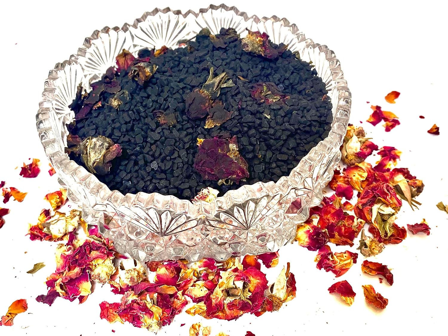 Black Lava & Roses Bath Salt - Hiwa Kai Hawaiian Sea Salt w/Activated Charcoal, Sweet Orange Essential Oil, Rose Petals