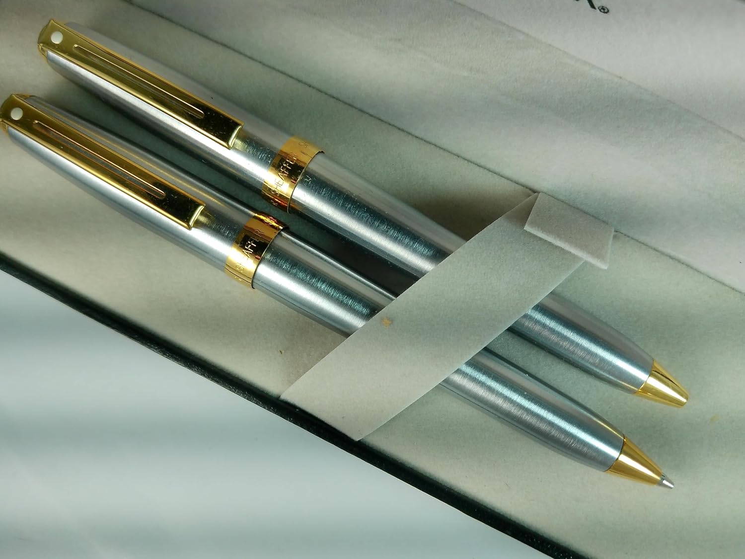 Sheaffer Edition Signature Prelude Brushed Chrome and 22KT Gold .7MM Pen & Pencil Set - SH-342-9