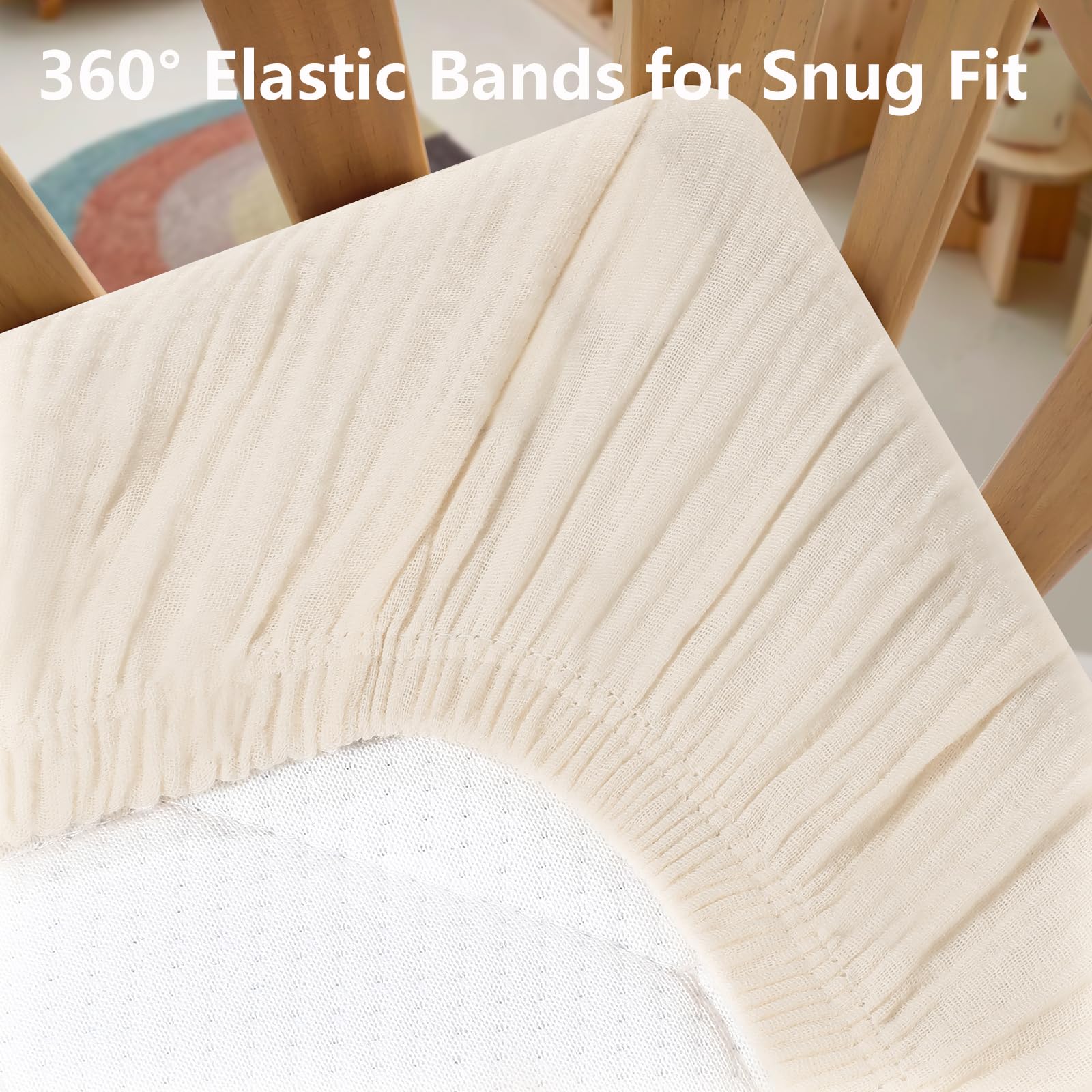 Kinder Spannbettlaken 70x140 cm, Musselin Baumwolle Bettlaken Kinderbett, Weich und Atmungsaktiv Matratzenschoner Laken für Beistellbett Babybetten Kinderbett, 2er Pack, Hellbraun
