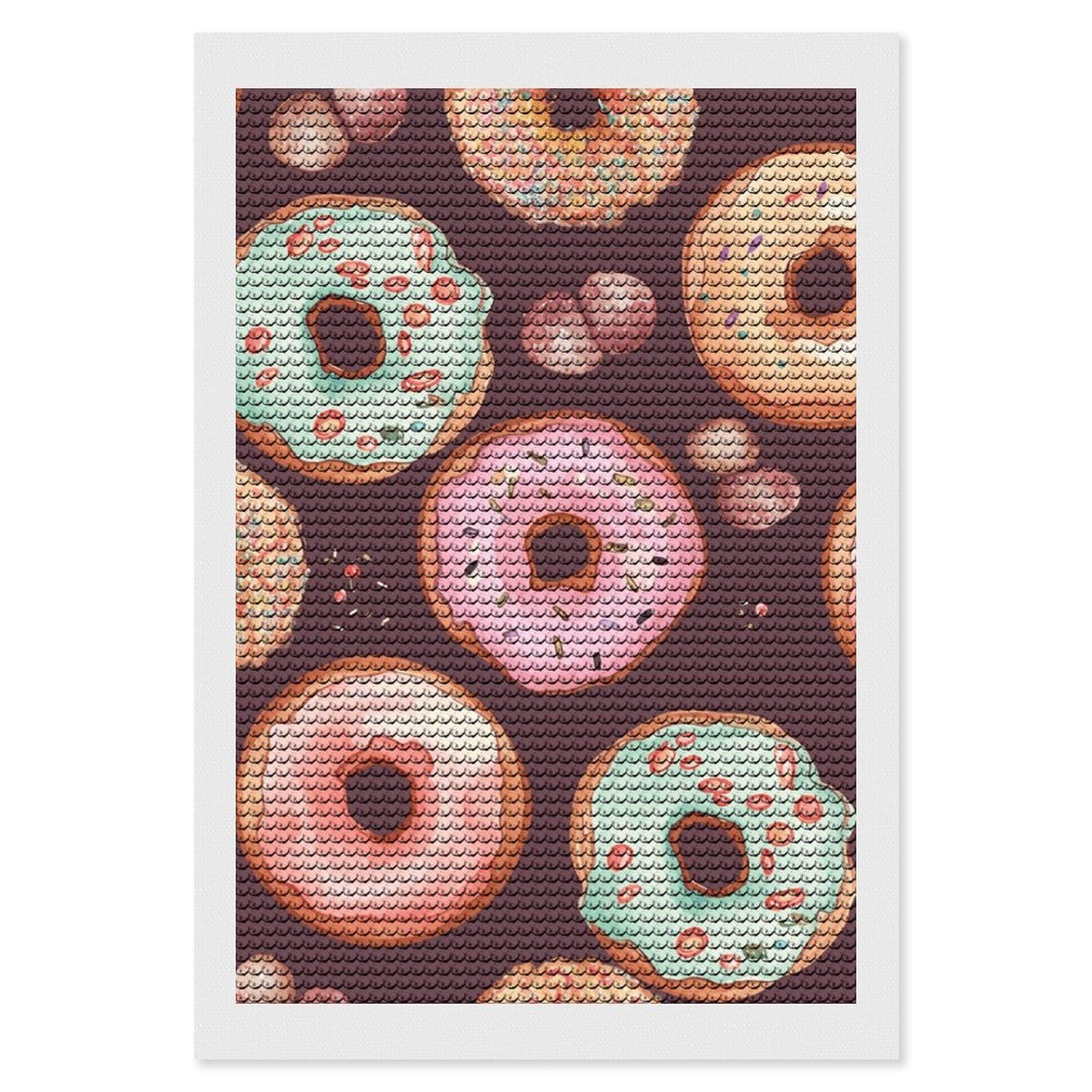NONHAI Diamond Painting Kits for Adults - DIY Diamond Art Kits for Beginners - Full 5D Paint Drill Diamond Dots Paintings- Pretty Donuts Diamonds Pictures Gem Art and Craft Wall Decor 8"x12"