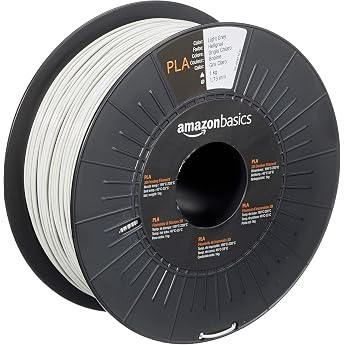 Amazon Basics 3D Printer PLA Plastic Filament 1.75 mm Light Grey 1kg Spool