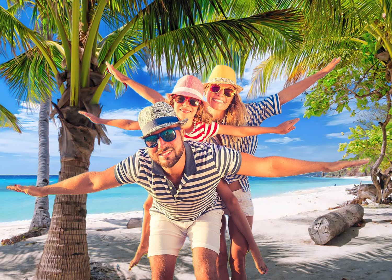 3x2.4m Fotohintergrund Strand Sommer Tropische Palmen Seaside Island Blau Meer Himmel Fotografie Hintergrund Hochzeit Baby Shower Geburtstag Luau Party Dekorationen Photo Booth Requisiten