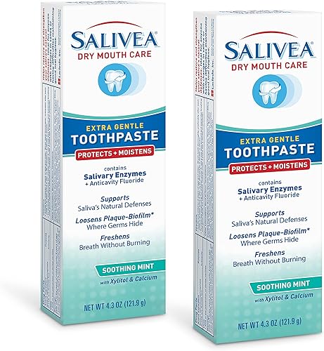 SALIVEA Pasta de dientes de boca seca pasta de dientes de menta calmante con enzimas salivales naturales pasta de dientes suave para ayudar al