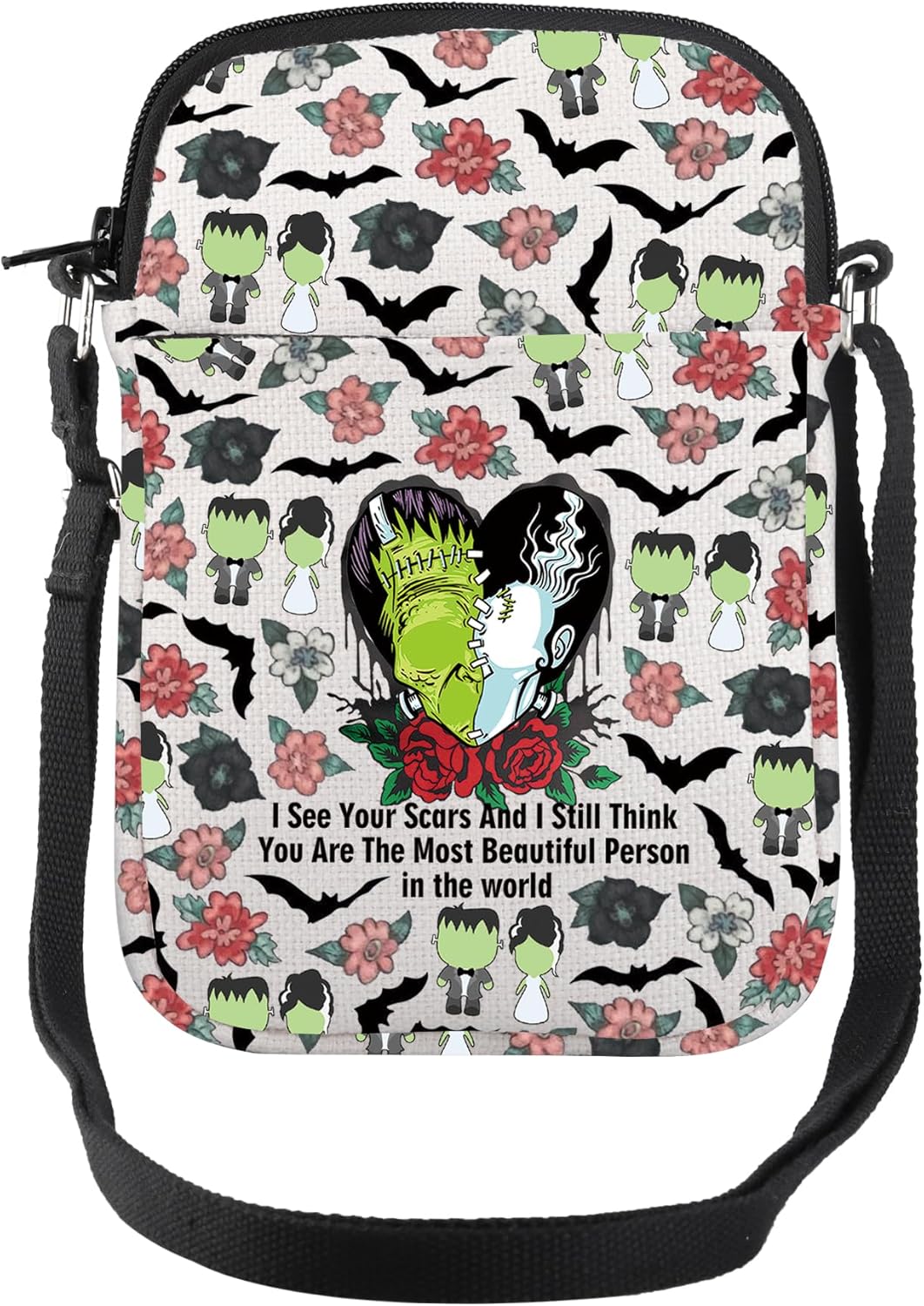TOBGBE Horror Movie Merch Gifts Gothic Bride & M Love Crossbody Bag I See Your Scars Halloween Horrors Fans Shoulder
