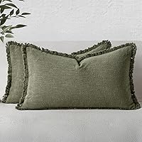 Vista 27 de MIULEE Juego de 2 fundas de almohada bohemias de lino neutro, fundas de cojín decorativas con flecos para sofá, cama, sala de estar, decoración