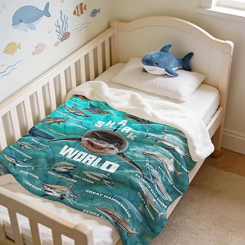 Miniatura 2 de Manta de regalo de tiburón para niños, niñas y amantes de los tiburones, súper suave, ligera y cálida, 40 x 50 pulgadas