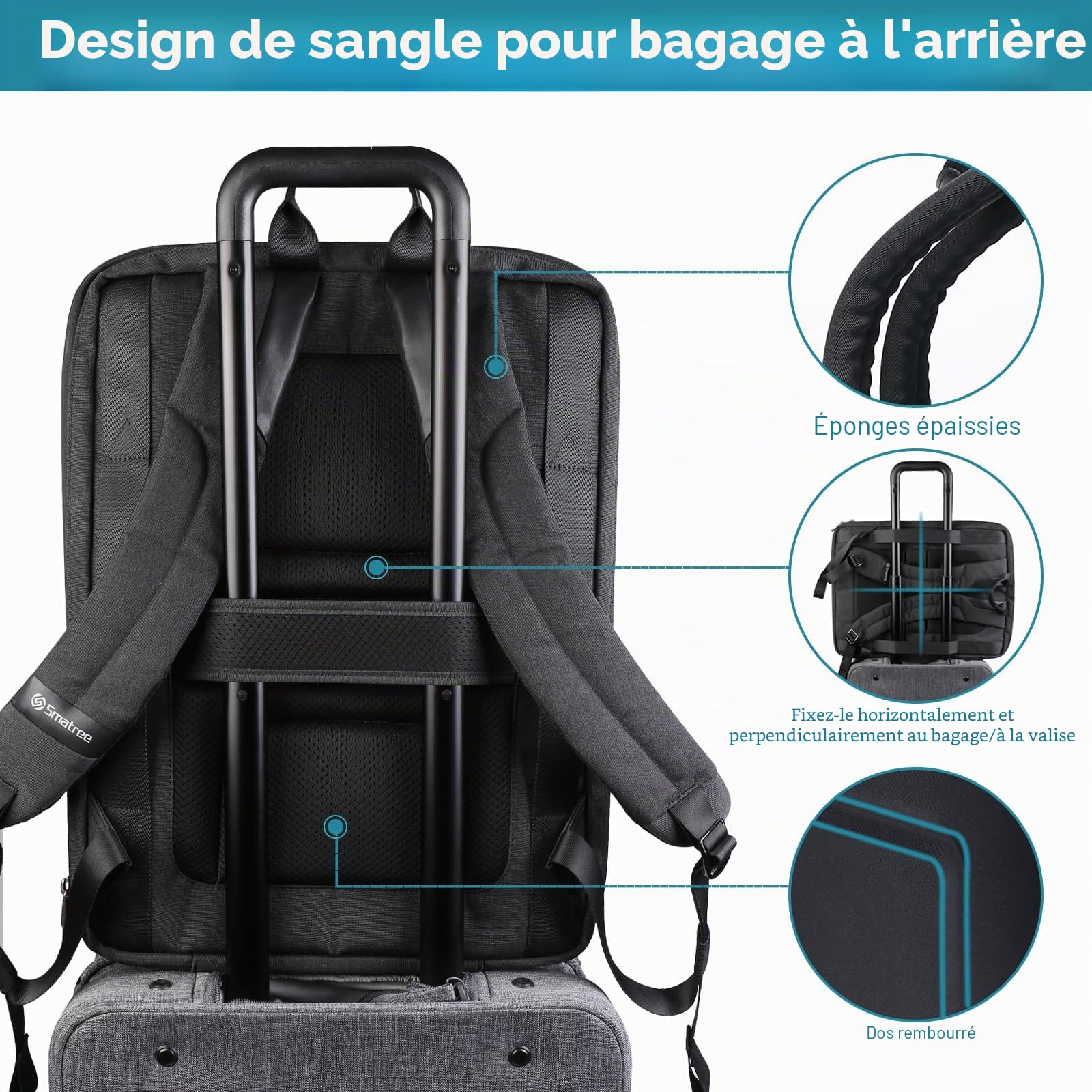 Smatree Sac à dos rigide pour ordinateur portable, compatible avec ASUS ROG Strix SCAR 18, ROG Strix G18, ROG Strix Scar 17,3", ROG Strix Scar 17, ROG Strix SCAR 17 - Noir, Noir , taille unique