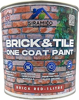 SIRAMICO COATINGS Brick & Tile Paint | 1L - Red | Matt Finish | Interior & Exterior Surfaces for Brick, Tile, Concrete & Stone