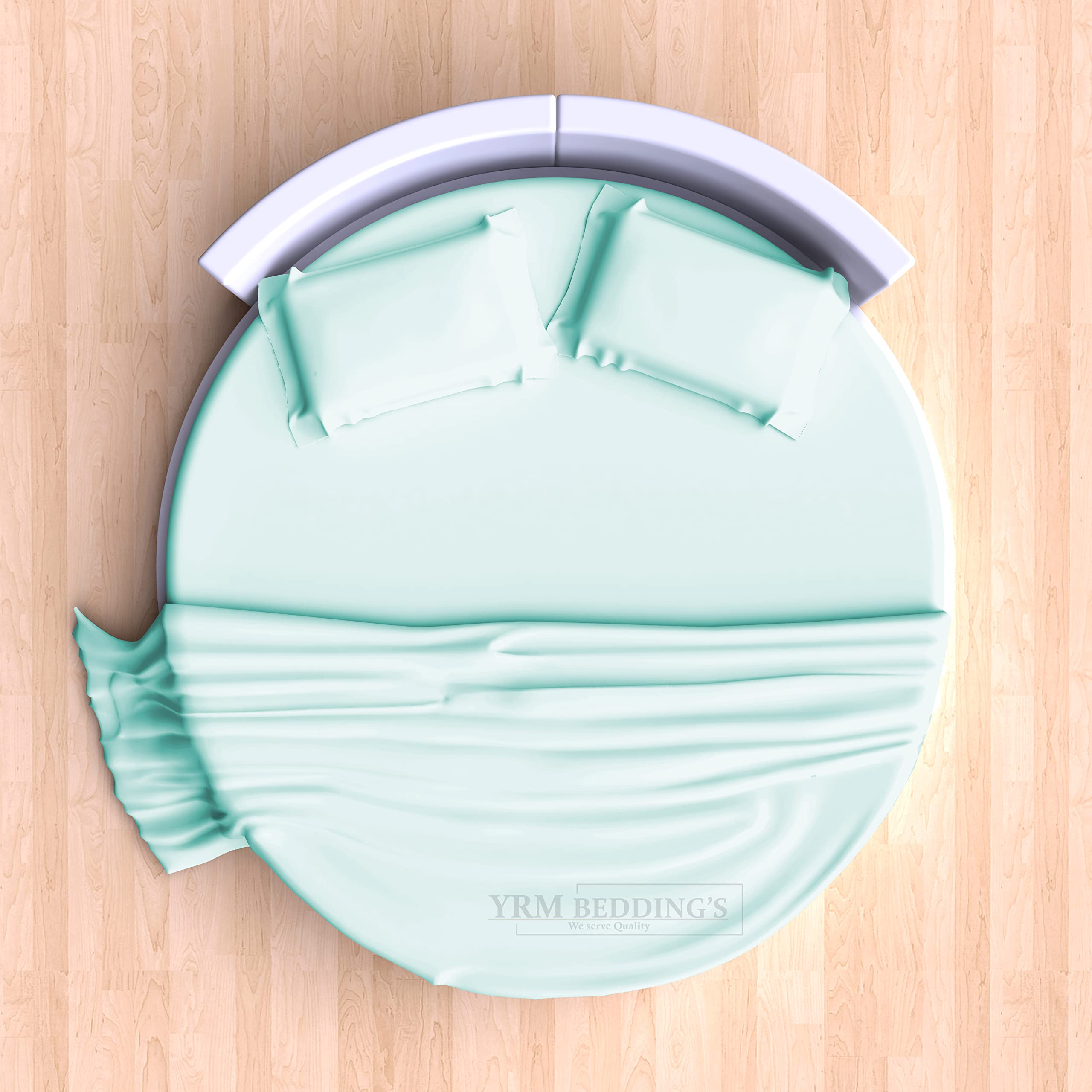 YRM Beddings - 3 Piece Round Elastic Bedsheet Aqua Blue 400 TC Egyptian Cotton Fitted Bedsheet 84" Diameter Feet Upto 12" Inch Thick Mattress Round Shape Fitted Bedsheet Include 2 Pillow Covers (B0B31YC5C5) Amazon Price History, Amazon Price Tracker