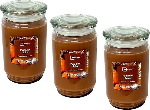 Mainstays - Velas perfumadas de 20 onzas, paquete de 3 (especias de calabaza)