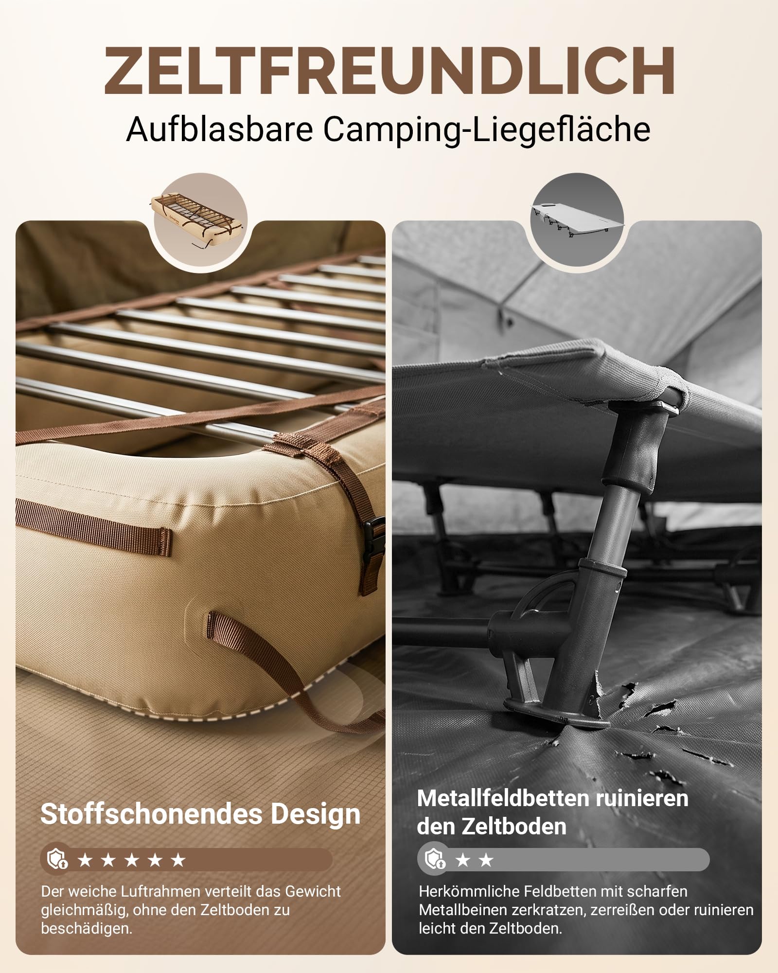 KingCamp Aufblasbares Campingbettgestell Luftsofa Feldbett Aufblasbares Bettgestell für Isomatte Matratze Leichtes und Tragbares Outdoor Reisebettgestell Sport & Freizeit