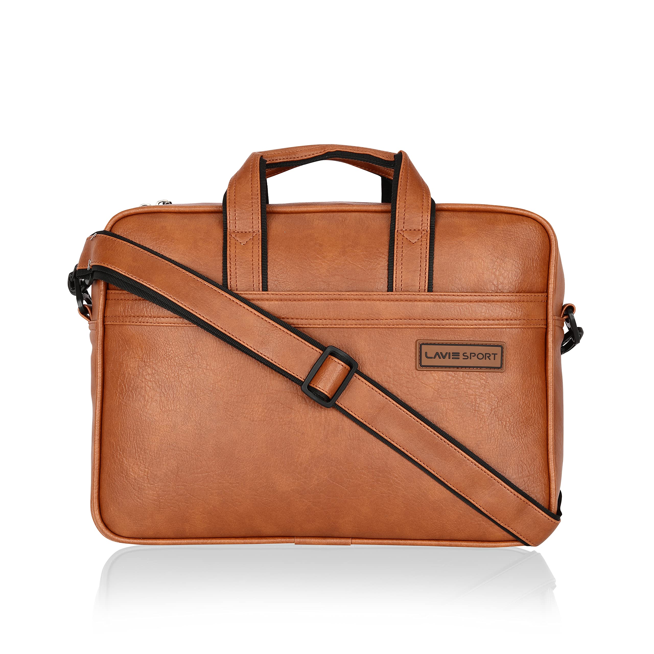 Lavie Sport Director Business Pro Laptop Bag | Premium Leatherette Business Briefcase for Men & Women | Durable Office Bag for Notebook/MacBook, Brown, Director Briefcase