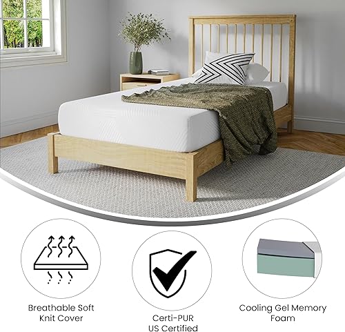 Miniatura 5 de EMMA + OLIVER Camellia - Colchón individual de espuma viscoelástica con certificación CertiPUR-US de 8 pulgadas con gel refrescante de carbón y té