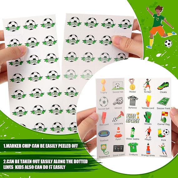 Liliful 35 Pcs Soccer Bingo Games 24 Players Ball Sport Party Bingo Cards for Kids Boys and Girls Adults Family Classroom Activities Birthday Party Favors Supplies