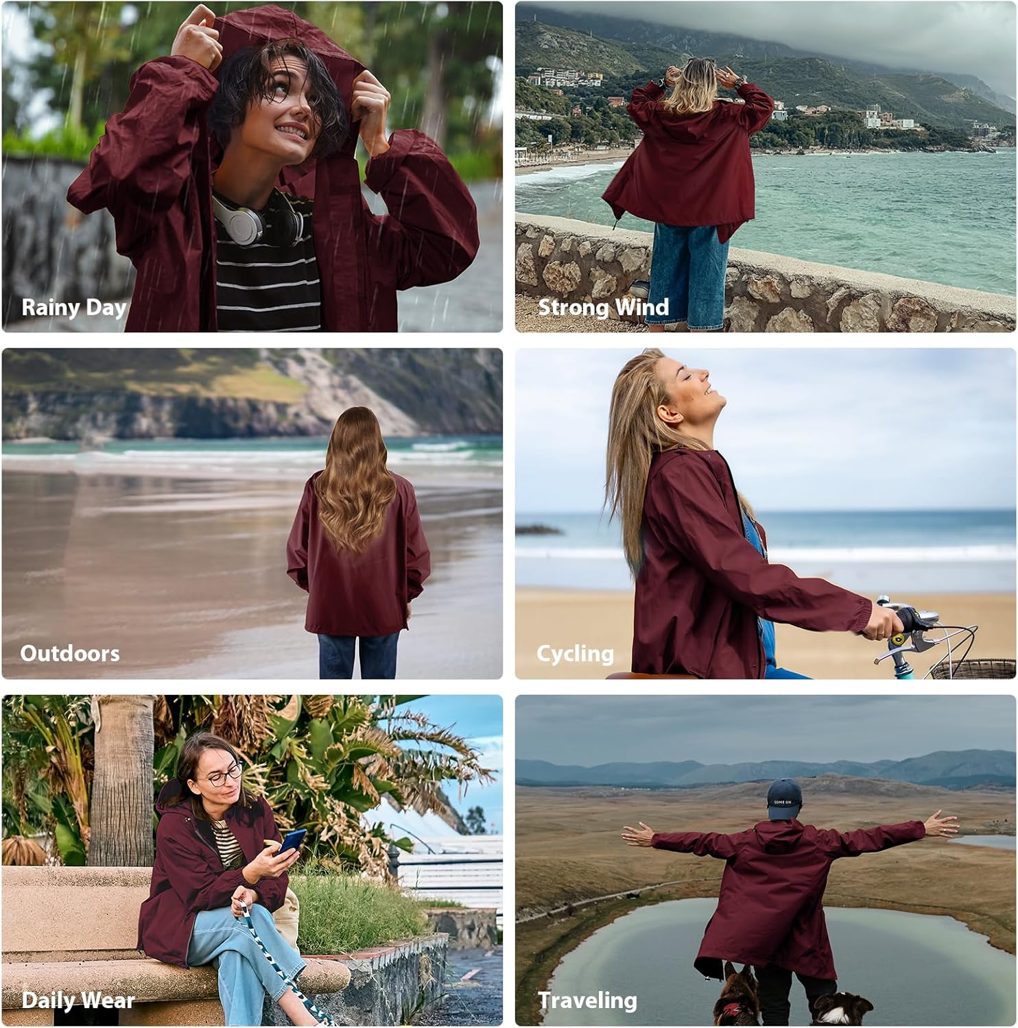 SOPPY Rain Jacket Women Waterproof Jacket With Hood Lightweight Raincoat with Pockets Windbreaker Breathable Rain Coats - Image 7