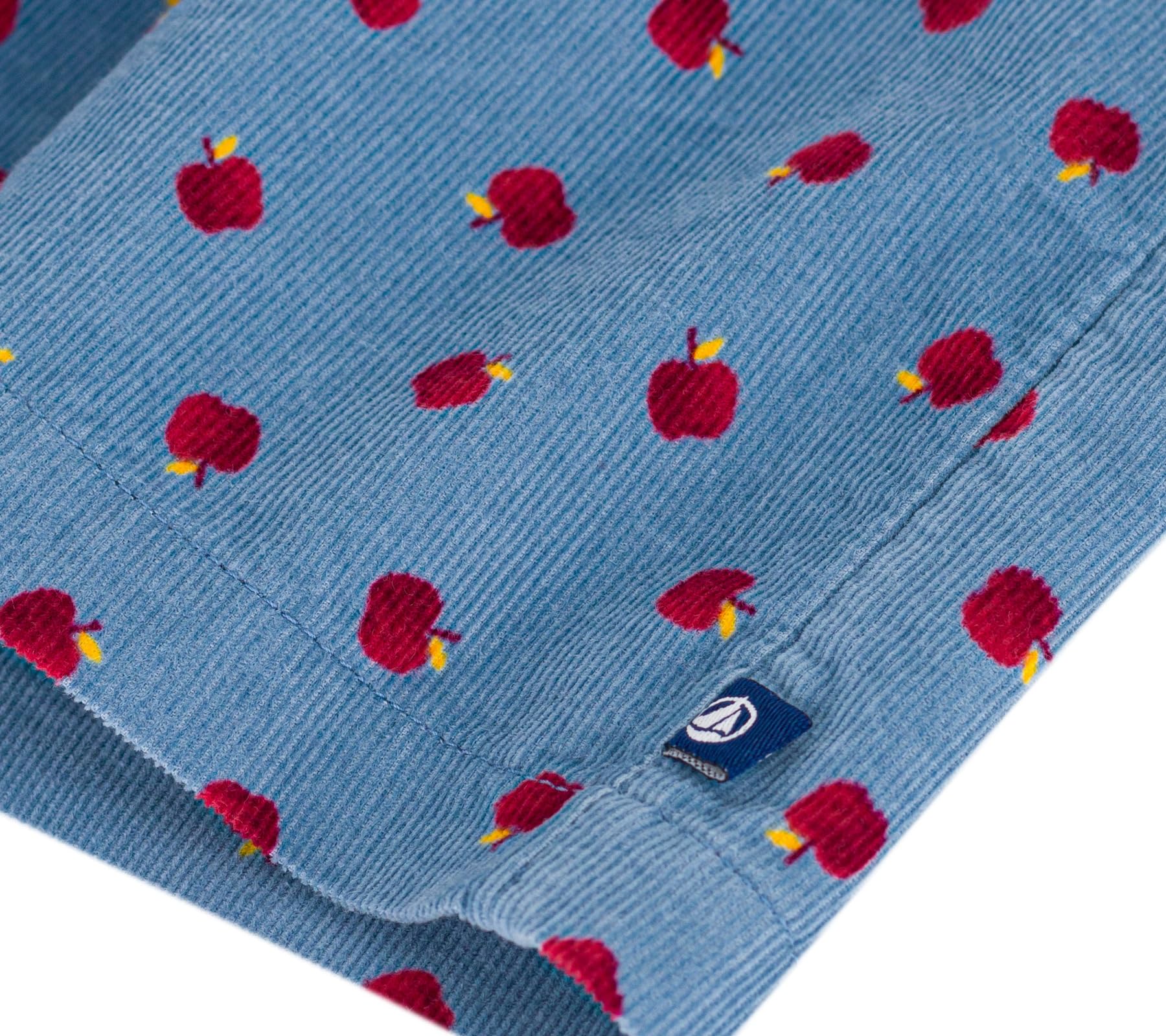 Petit Bateau Robe bébé en Velours côtelé Manches Longues imprimée Pommes