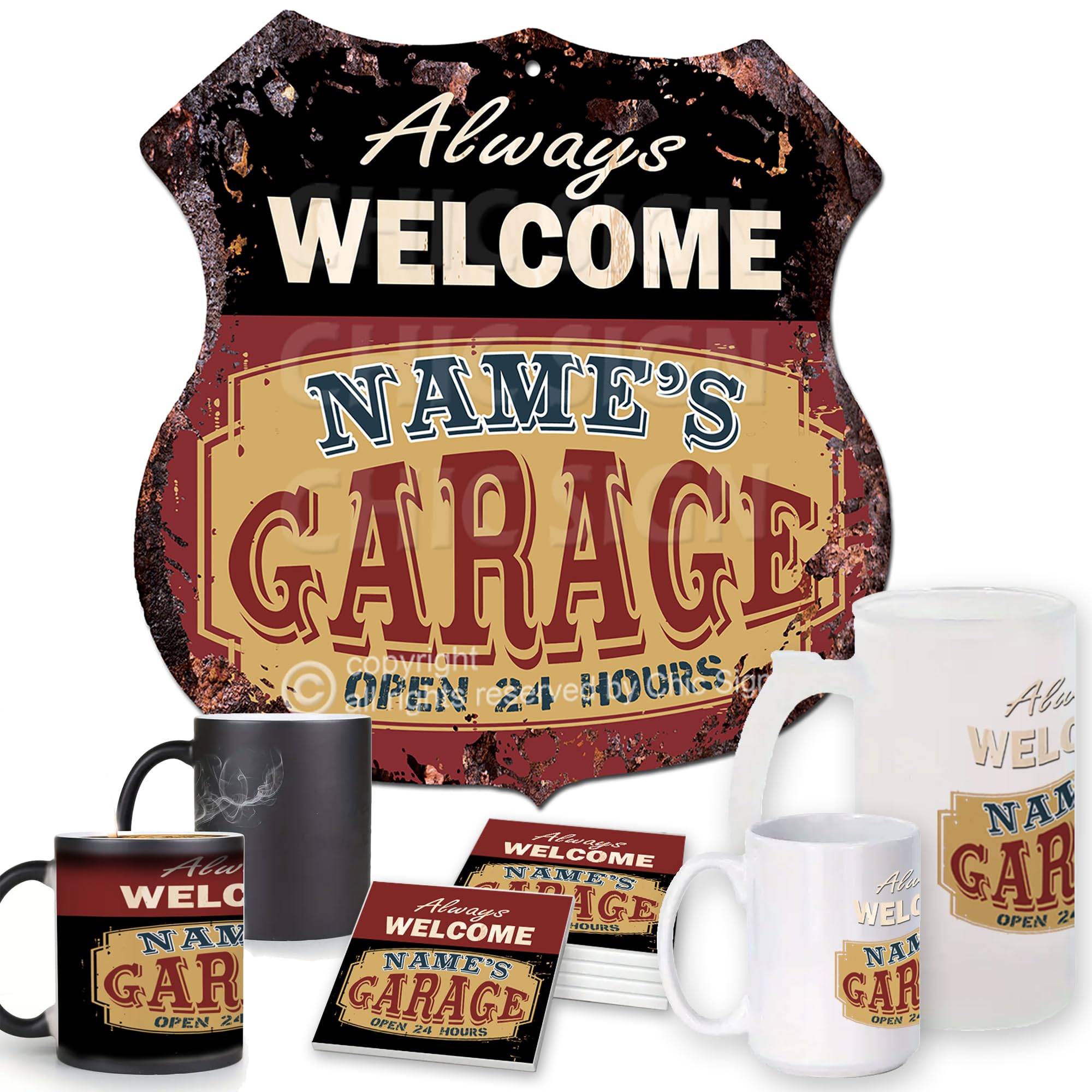 Amazon.com: Always Welcome SHANE'S GARAGE Open 24 hours Rustic