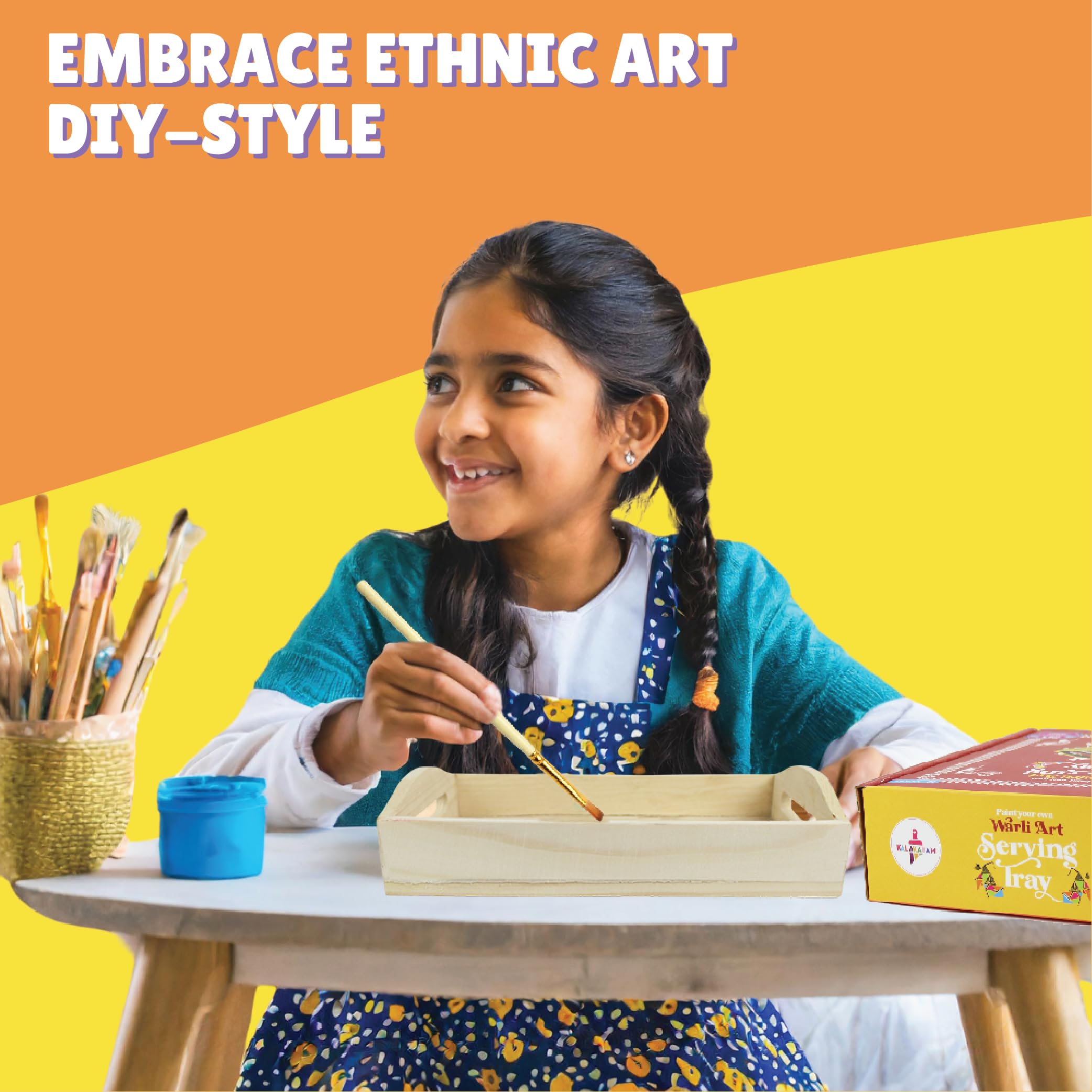 Kalakaram Paint Your Own Warli Art Serving Tray |DIY Serving Tray Painting for Adults and Kids, Assorted - Image 4 thumbnail