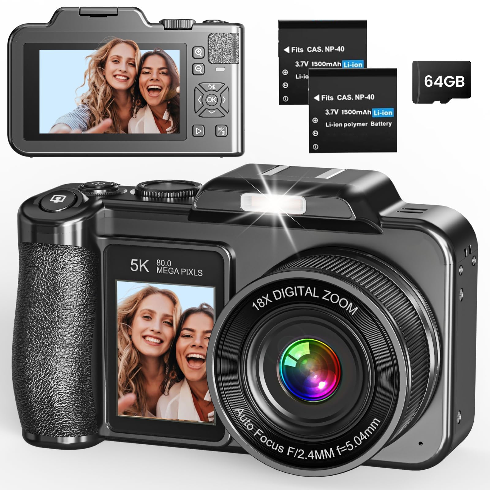 Digital Camera, 5K 80MP 3.5"+2" Dual Screen Cameras for Photography | Digital-picture-24