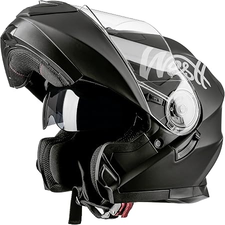 Westt Torque X Motorbike Helmet - Full Face Flip Up Helmet for Motorcycle  Scooter Moped with Double Visor ECE Certified (Matte Black) : Automotive
