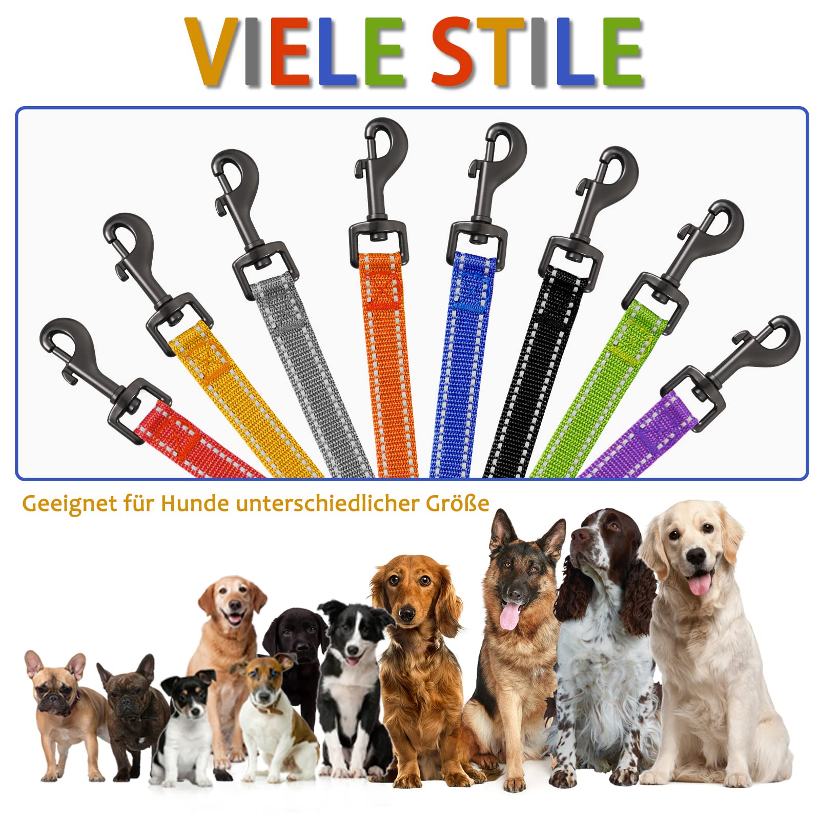 Laisse de dressage pour chien - 3 m, 5 m, 10 m, 15 m, 20 m, robuste, réfléchissante - Avec poignée rembourrée et dragonne - Pour petits et grands chiens
