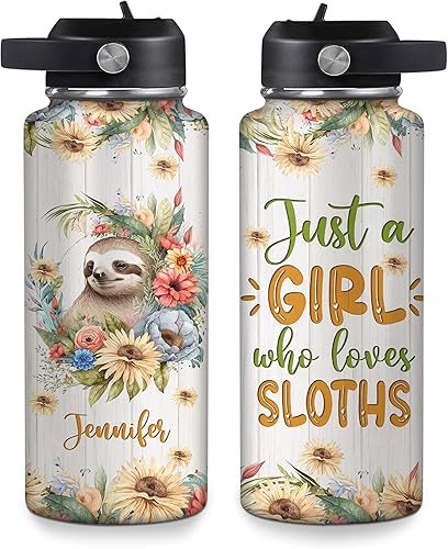 Vista 89 de Hyturtle Botella de agua personalizada de burro, botella de acero inoxidable aislada con nombre personalizado con tapa a prueba de fugas, 18 onzas