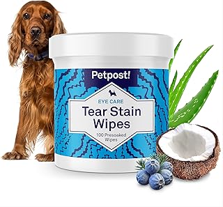 Petpost | Tear Stain Remover Wipes - Presoaked Cotton Pads - Best Natural Eye Crust Treatment for White Fur - Maltese Ange...