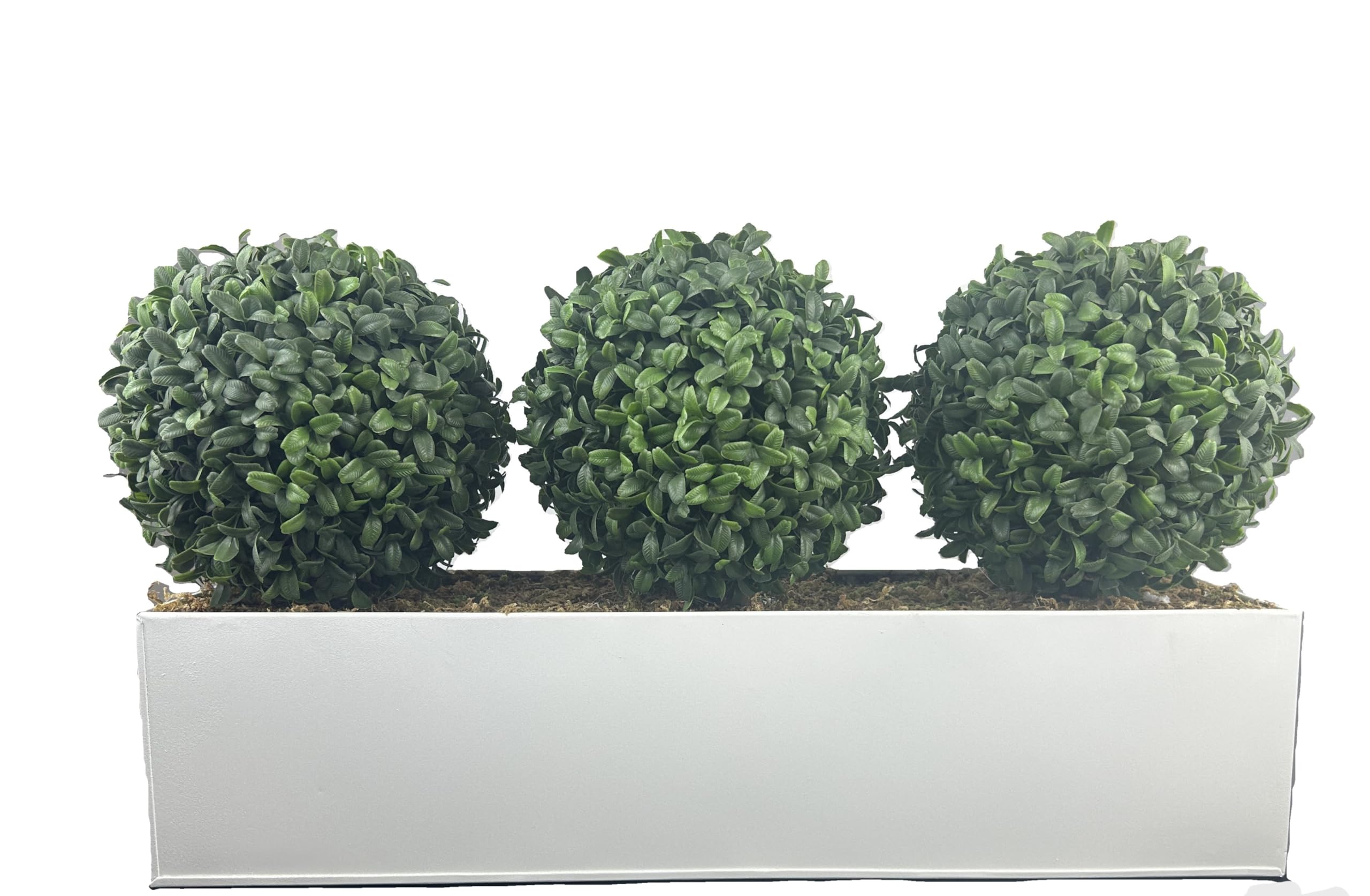 GreenBrokers Topiary Ball (54cm) Metal Window Box White, Triple