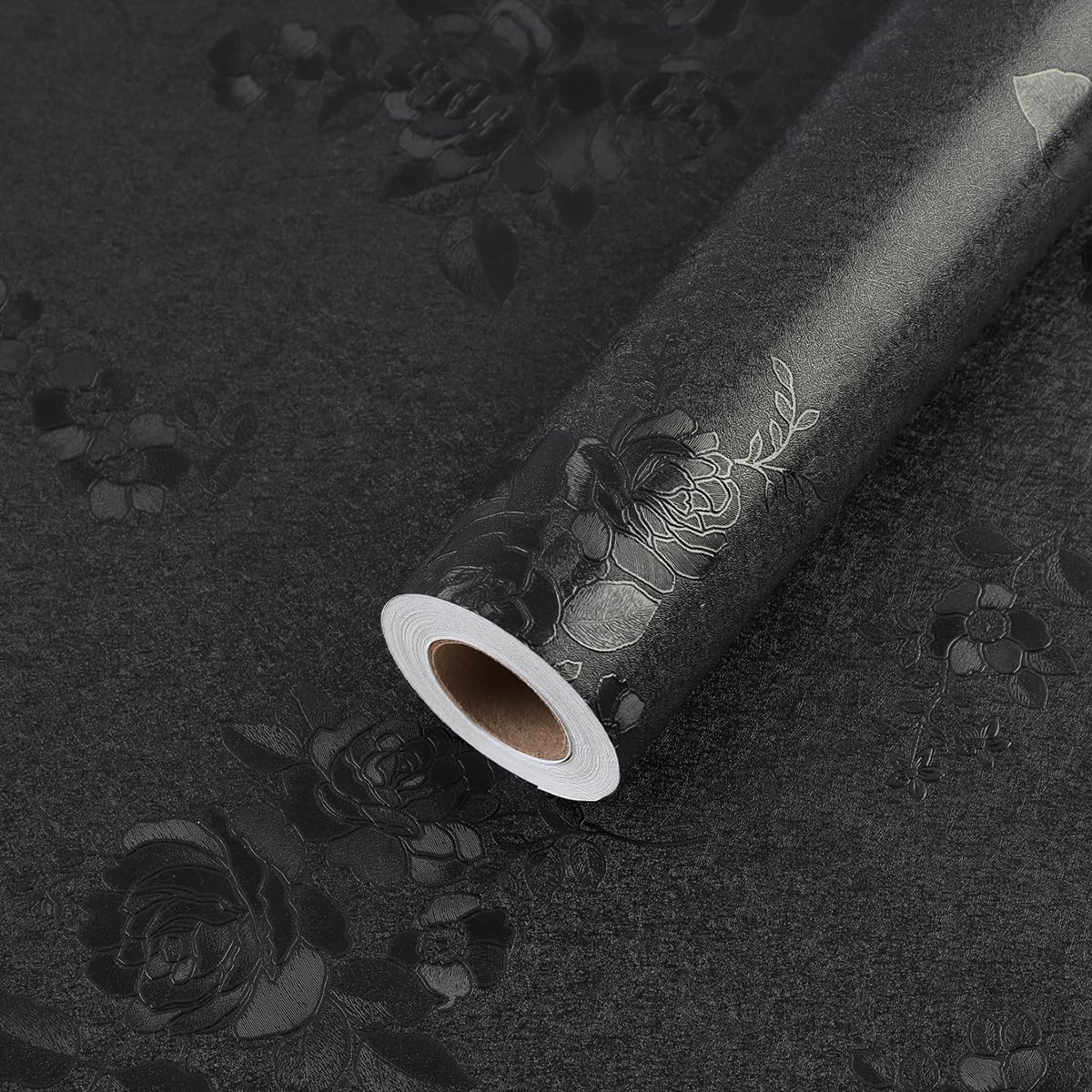 Chejiaye Embossed Rose Peel and Stick Wallpaper, Thickened White Floral Contact Paper, Waterproof Self-Adhesive Textured Wallpaper for Walls, Cabinets, and Countertops, 45 cm x 200 cm
