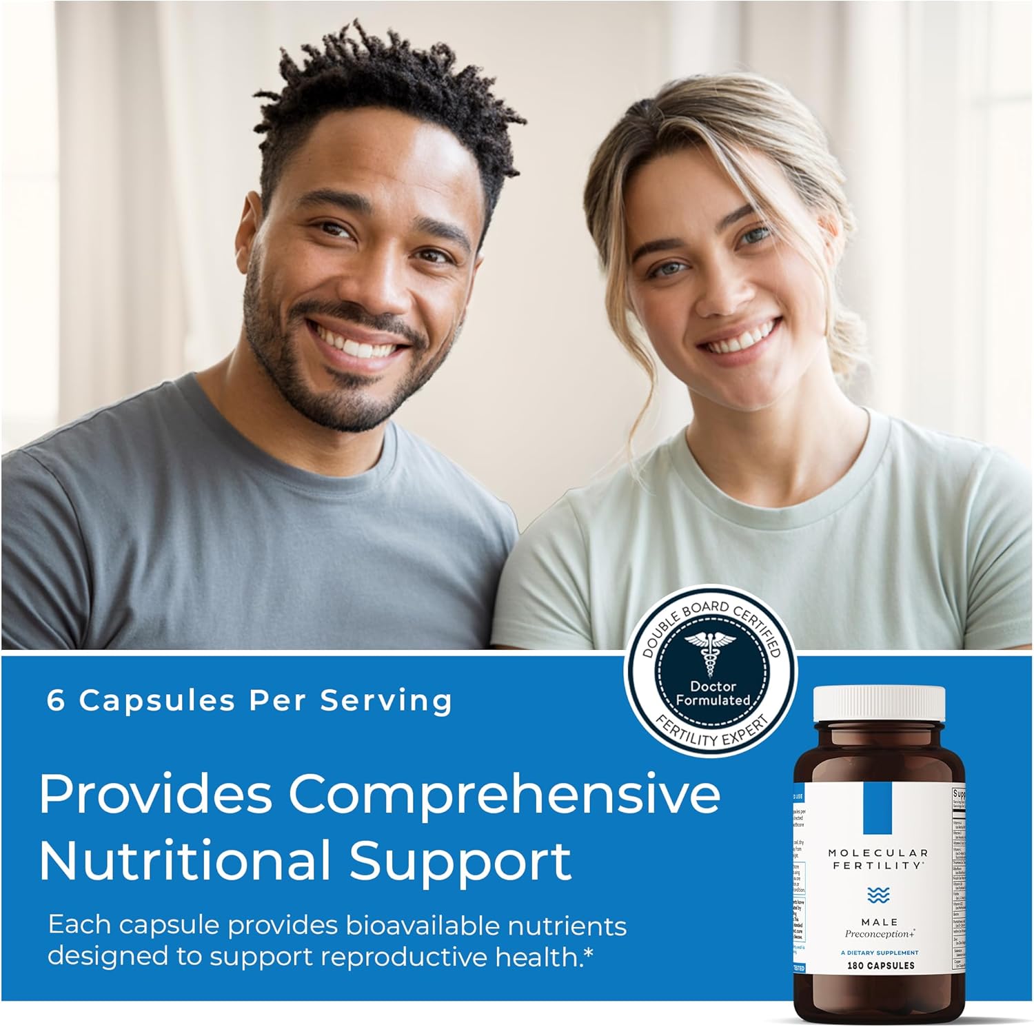 Male Preconception+ Fertility Supplements for Men - Reproductive Cell & Fertility Support - Conception for Him - CoQ10, Ashwagandha, Shilajit, DAA, Zinc, Selenium - 30 Day Supply