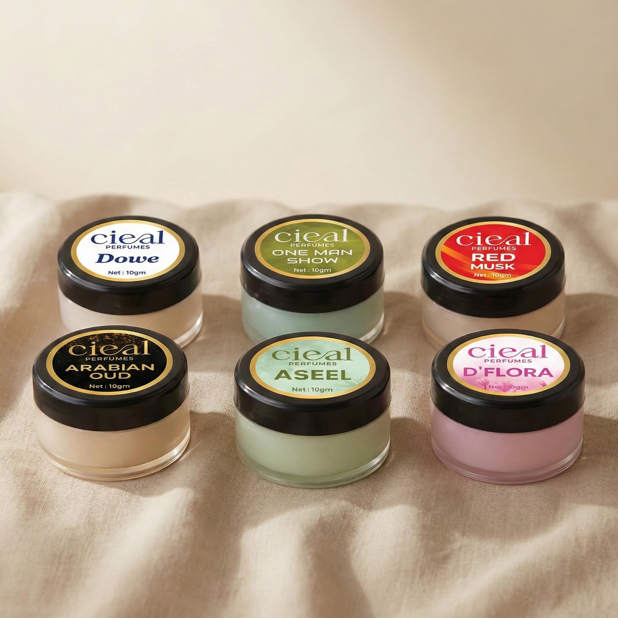 CIEAL Solid Perfume Set of 6 (Dowe, Aseel, Red Musk, D'Flora, One Man Show & Arabian Oud) | Alcohol-Free Long Lasting Solid Cologne | Pocket Size Travel-Friendly Perfume for Men & Women | Fresh Floral & Woody Fragrance Gift Set-image-23