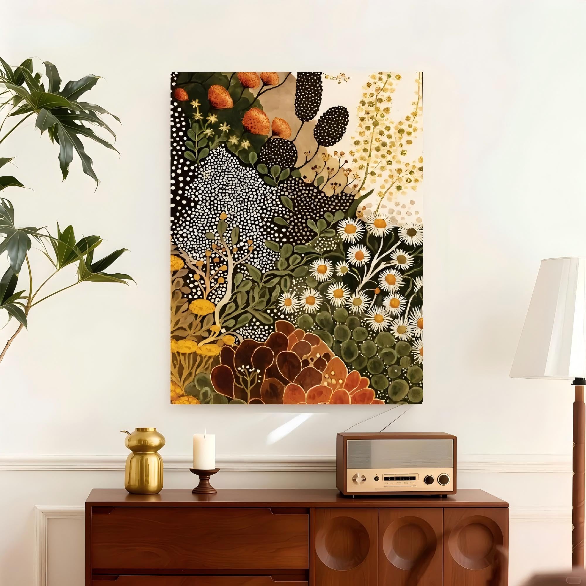 Rumlly 1pc Modern Abstract Botanical Wall Art - Wildflower Canvas Painting Suitable for Living Room, Bedroom, Kitchen(90x140cm/Frameless)
