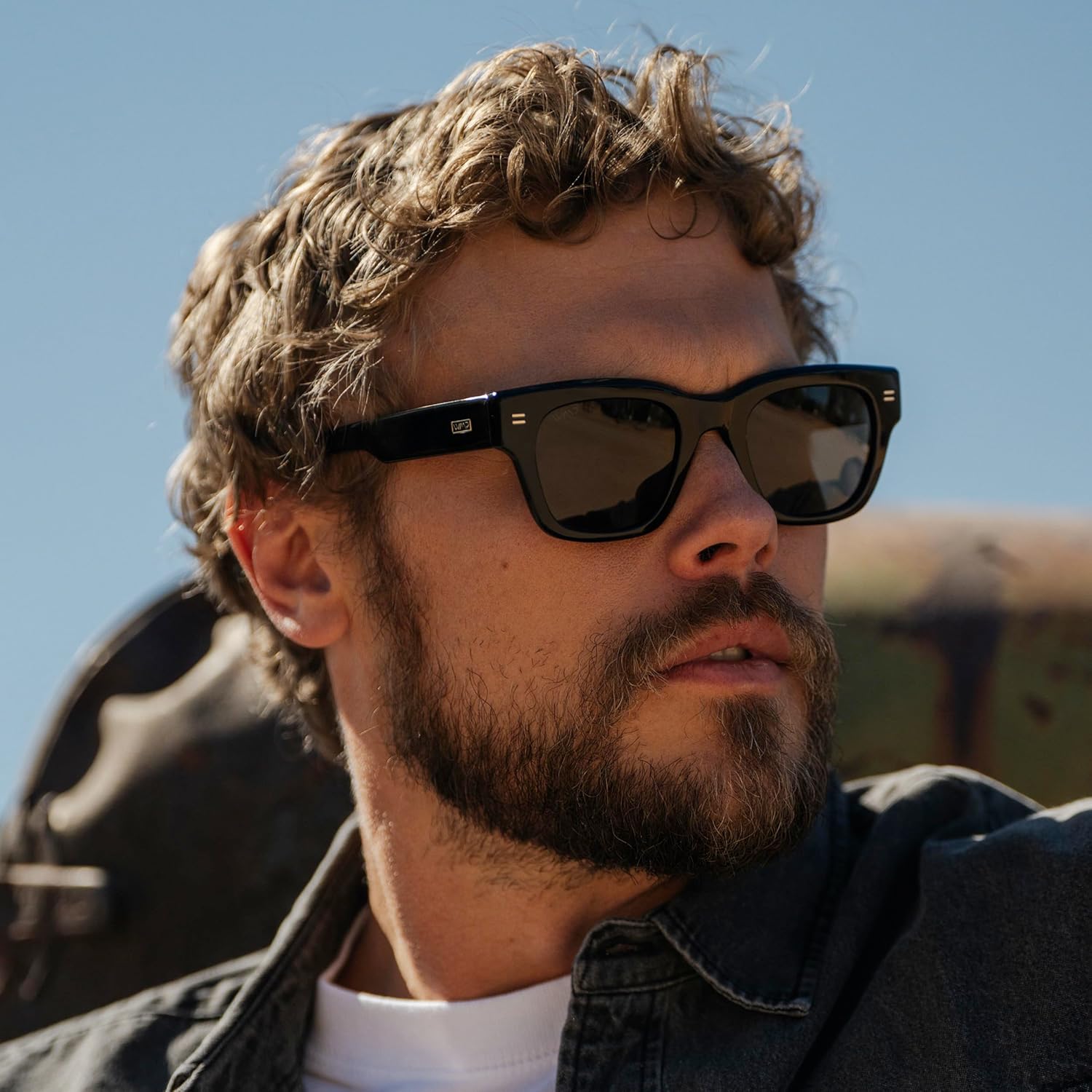 WMP Eyewear – Men’s Polarized Rectangular Sunglasses, Thick Acetate Frame, Modern Style