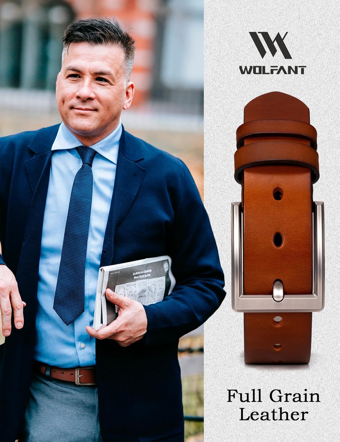 WOLFANT Men's 1.5" Full Grain Leather Belt,100% Italian Real Solid Leather - Image 6