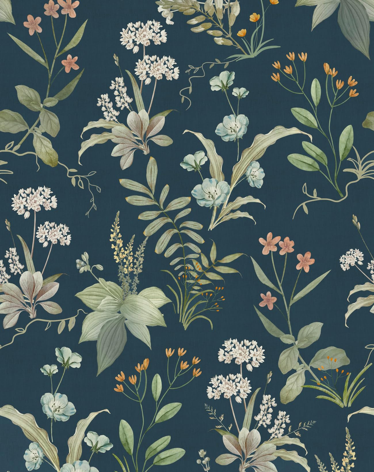 Aniboo Vintage Floral Peel and Stick Wallpaper Navy Contact Paper for Cabinets and Drawers Self Adhesive Botanical Removable Wallpaper for Bedroom