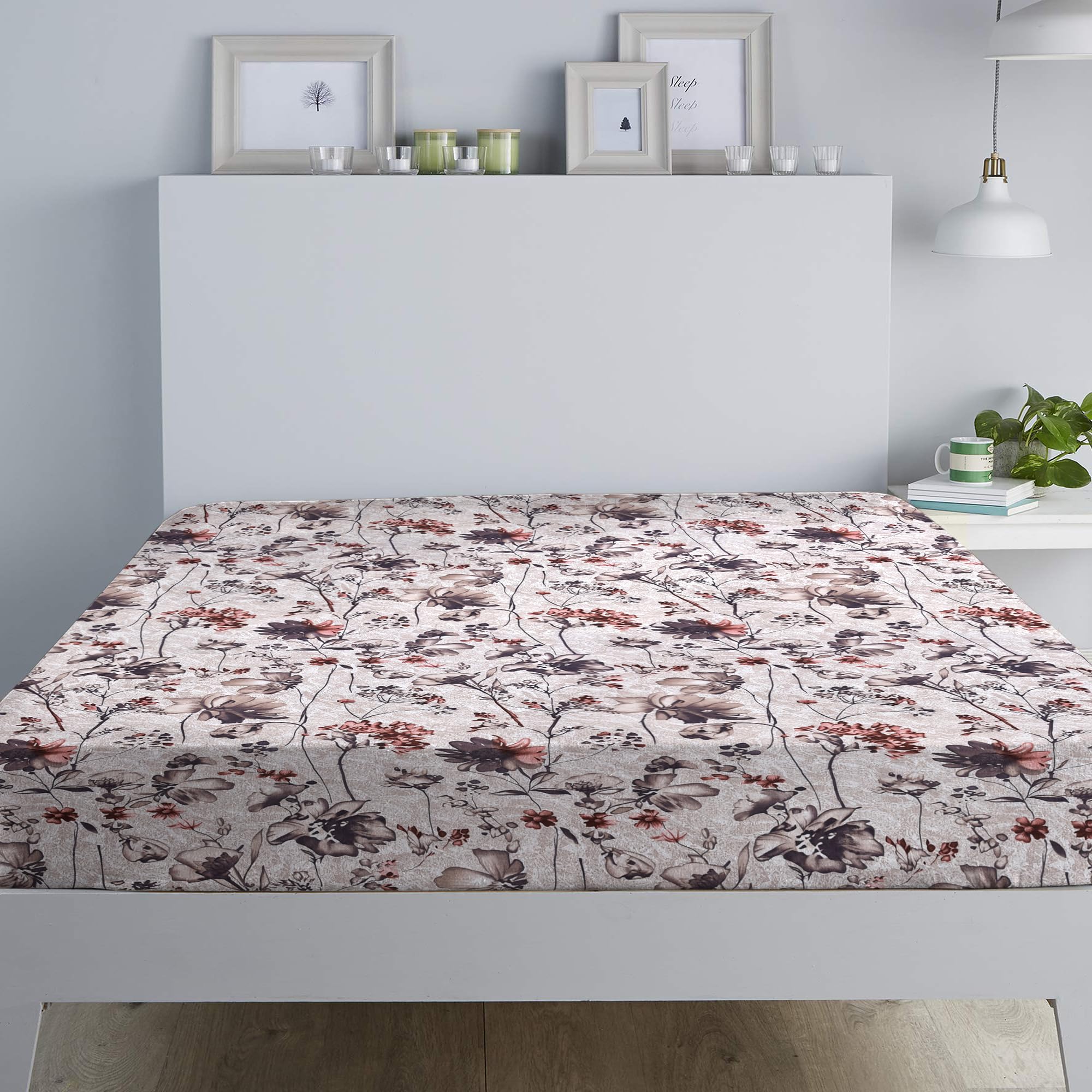 RAYBedding Luxury Printed Floral Pack of 2 Fitted Sheet Single Bed – Deep Fitted Sheet 90x190cm + 35cm Deep Corner Elasticated Bed Sheet — image 1