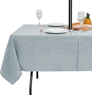 LUSHVIDA Outdoor Tablecloth with Umbrella Hole, Light Gray, 52x70 Inch
