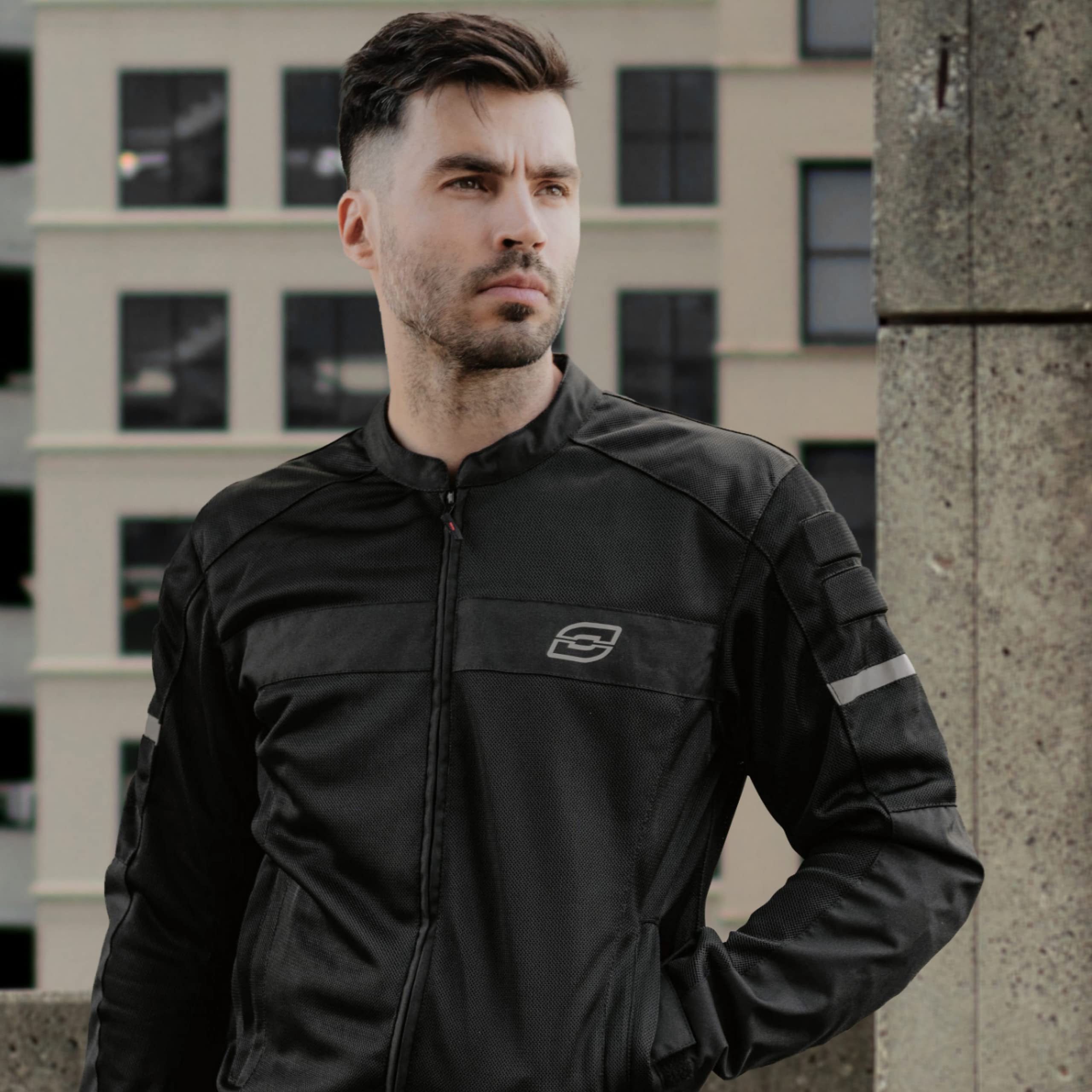 OZONE MOTO Dart Chaqueta de Moto Hombre | Textil | Protectores de Codos y Hombros | Elementos Reflectantes | Paneles de Malla | 4 Bolsillos