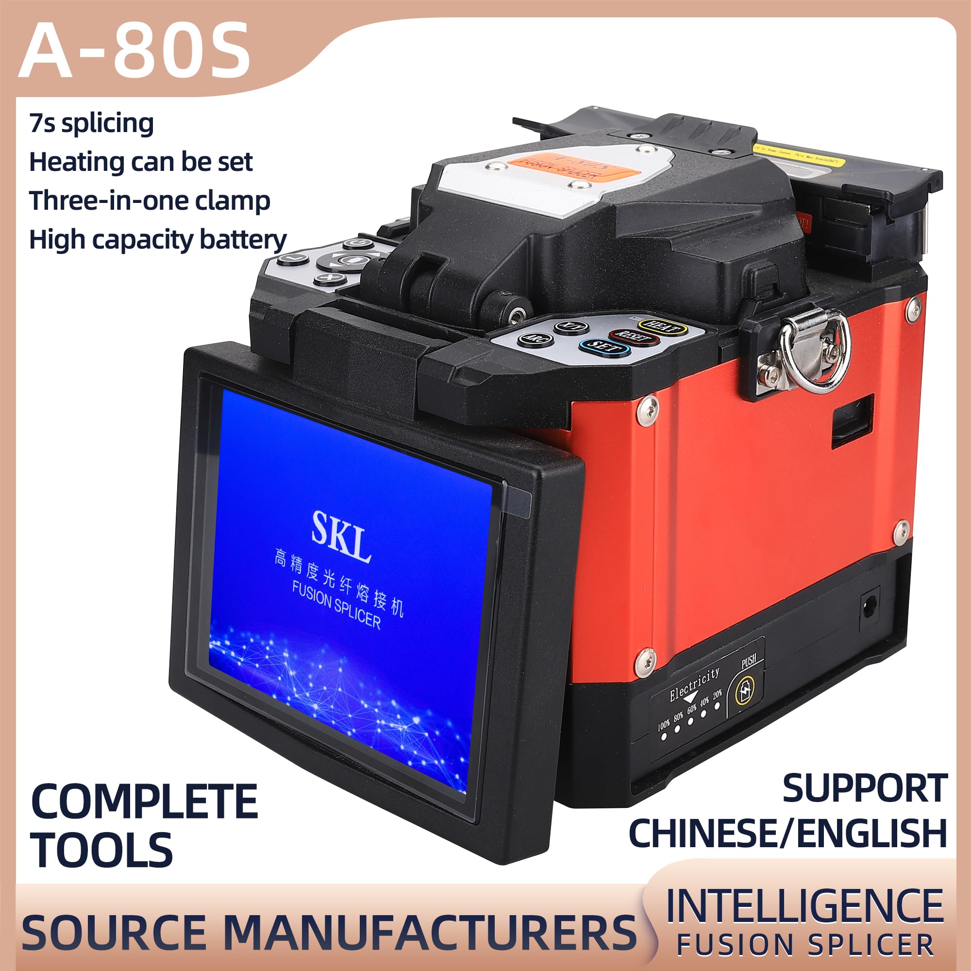Pince à fibre optique FTTH portable épissure fibre optique couperet fil à dénuder machine soudeur fusion épisseuse A-80S